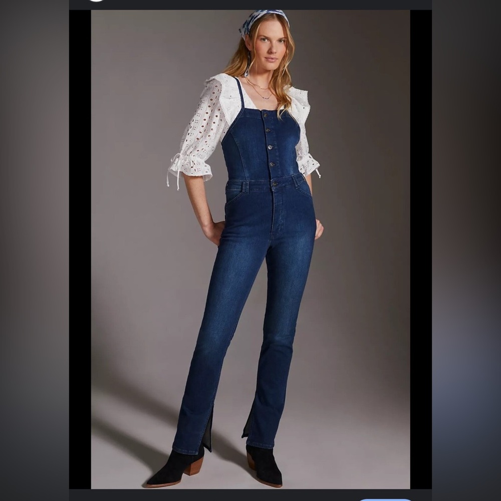 Anthropologie Pilcro Split-Seam Denim Overalls Size 28.